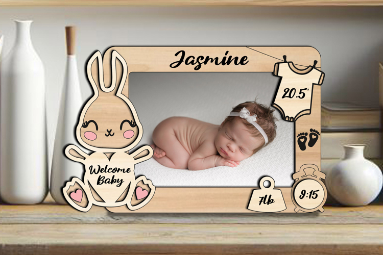 Bunny Laser SVG Baby Photo Newborn Frame Home Decor Sign
