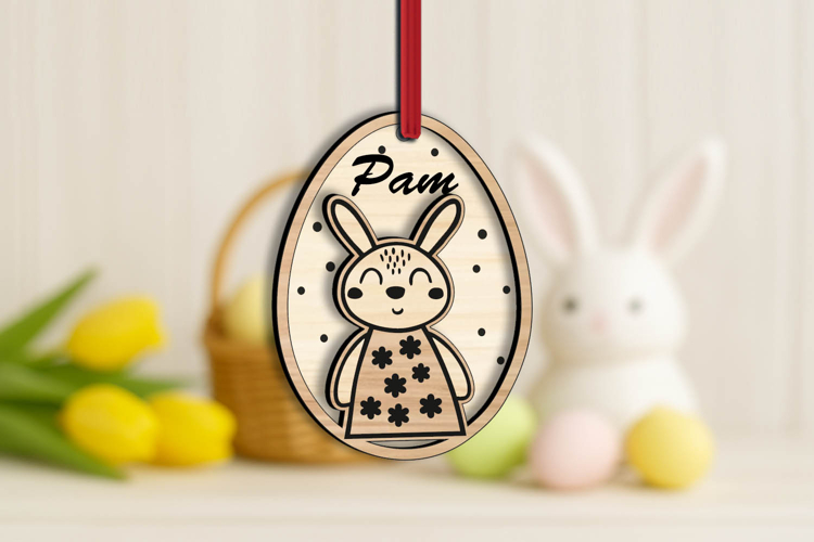 Bunny SVG Easter Basket Name Tag Ornament Present Laser Egg