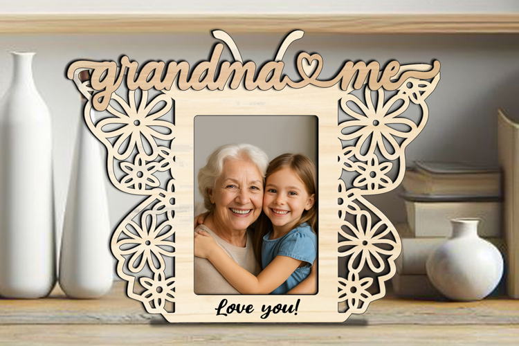 Butterfly Grandma & Me SVG Photo Frame Laser Gift Home Decor