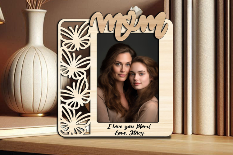 Butterfly Mam Mom Daughter SVG Photo Frame Picture Laser