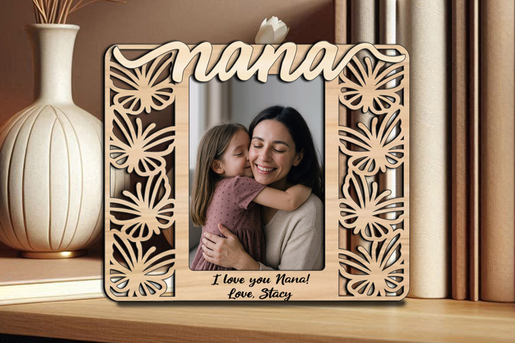 Butterfly Nana Girl SVG Photo Frame Design Gift Laser Love