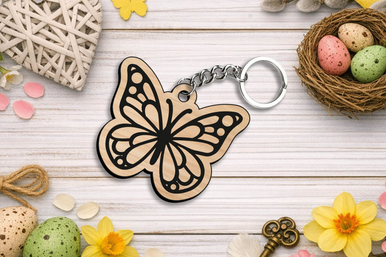 Butterfly Spring Keychain Laser SVG Gift Summer Present