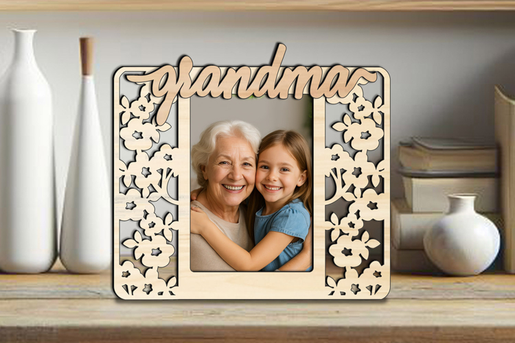 Cherry blossom Granddaughter Grandma SVG Photo Frame Laser