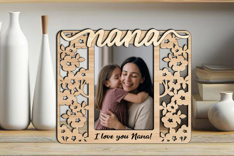 Cherry Blossom SVG Nana Girl Frame Photo Design Gift Laser