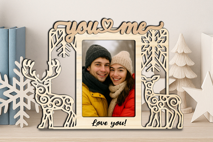 Christmas Deer Couple You Me SVG Frame Love Romantic Winter