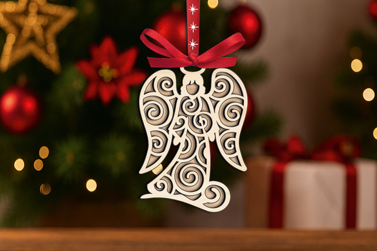 SVG Christmas Holy Angel Laser Ornament Holiday Pattern Gift