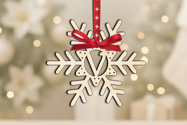 Christmas Letter V Alphabet SVG Holiday Laser Gift Ornament