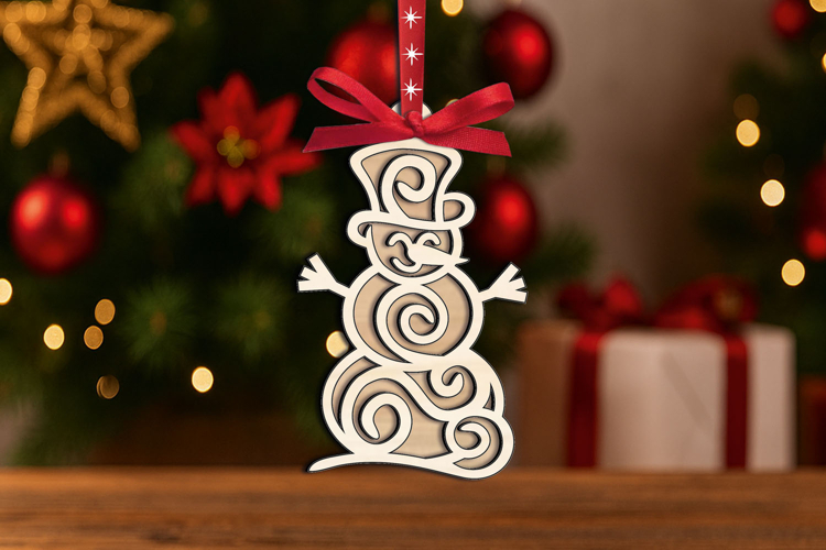 Christmas Snowman Holiday Pattern SVG Laser Ornament Gift