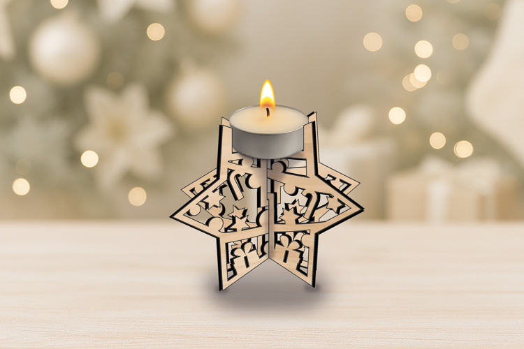 Christmas Star Candle Holder SVG Laser Holiday Present Gift
