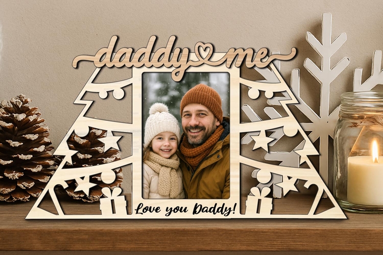 Christmas SVG Daddy and Me Laser Photo Frame Gift Kid Winter