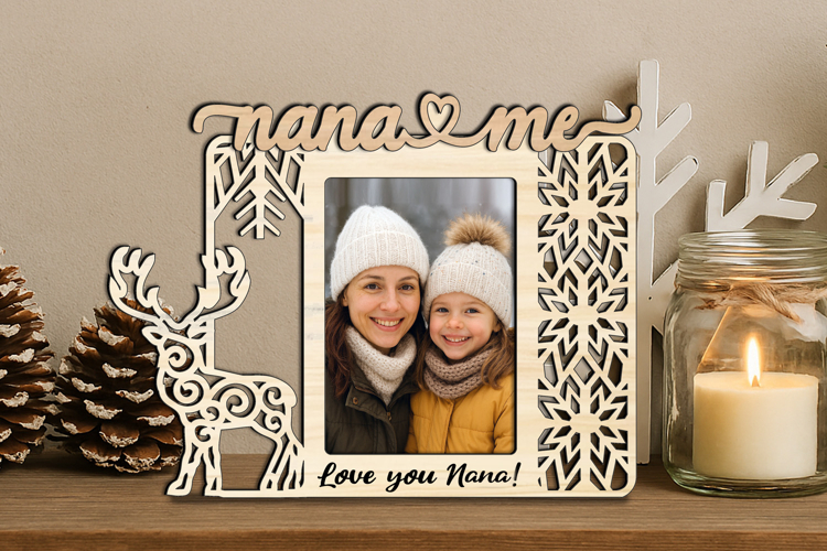 Christmas SVG Nana and Me Deer Photo Frame Laser Gift Home