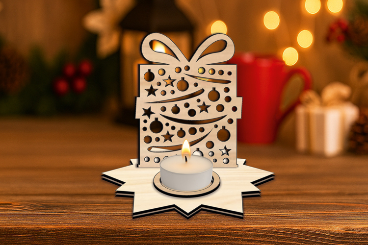 Christmas Tree Decoration Pattern Candle Holder SVG Laser