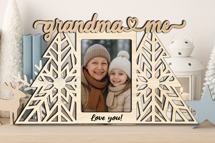 Christmas Tree Grandma and Me SVG Photo Frame Laser Gift Pic