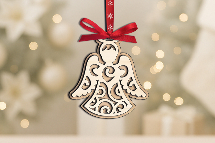 Christmas Tree Holy Angel Ornament SVG Laser Holiday Present