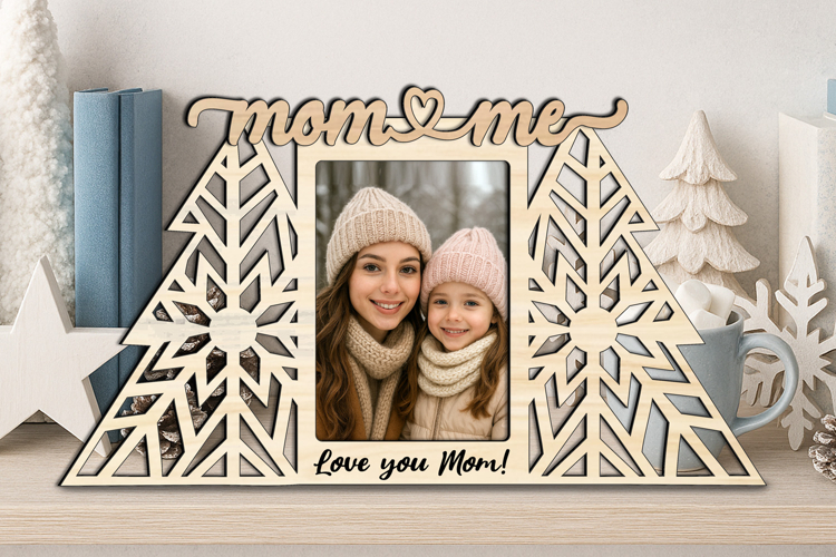 Christmas Tree Mom and Me SVG Photo Frame Laser Gift Winter