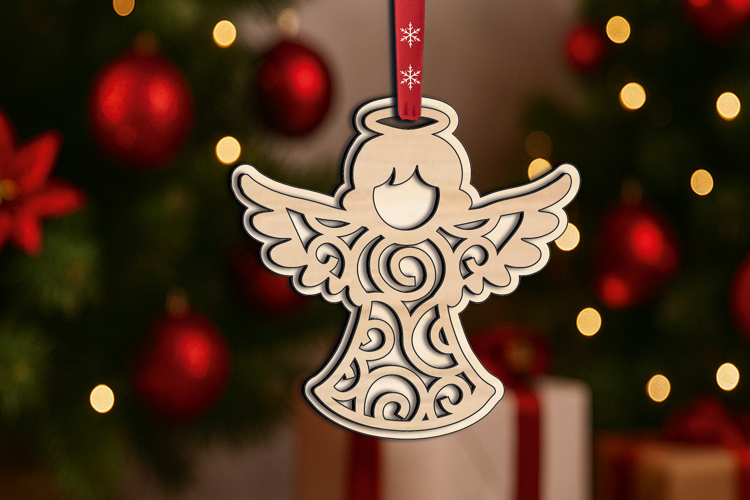 Christmas Tree Ornament Angel SVG Laser Holiday Holy Present