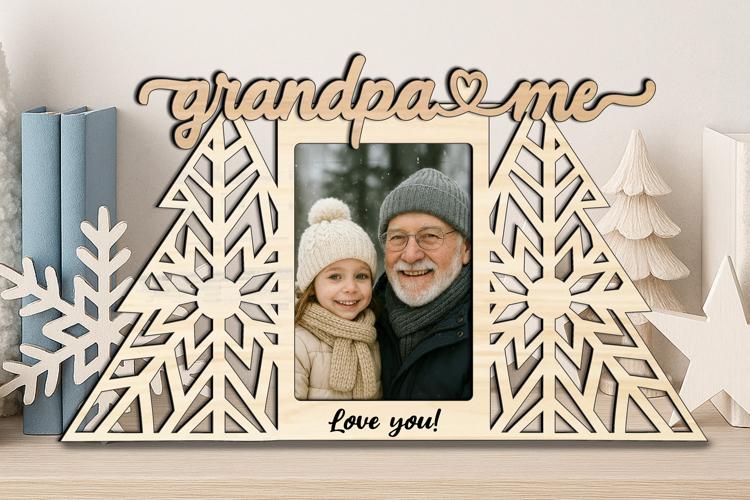 Christmas Tree SVG Winter Grandpa and Me Photo Frame Present