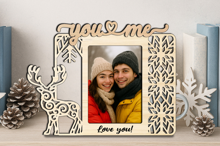 Christmas Winter Deer You and Me SVG Pic Frame Love Romantic