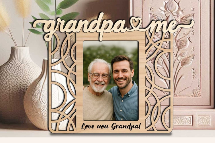 Circle Design Abstract SVG Grandpa & Me Frame Picture Laser