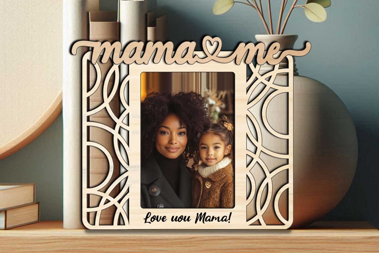 Circle Model Abstract Mama and Me SVG Photo Frame Laser Gift