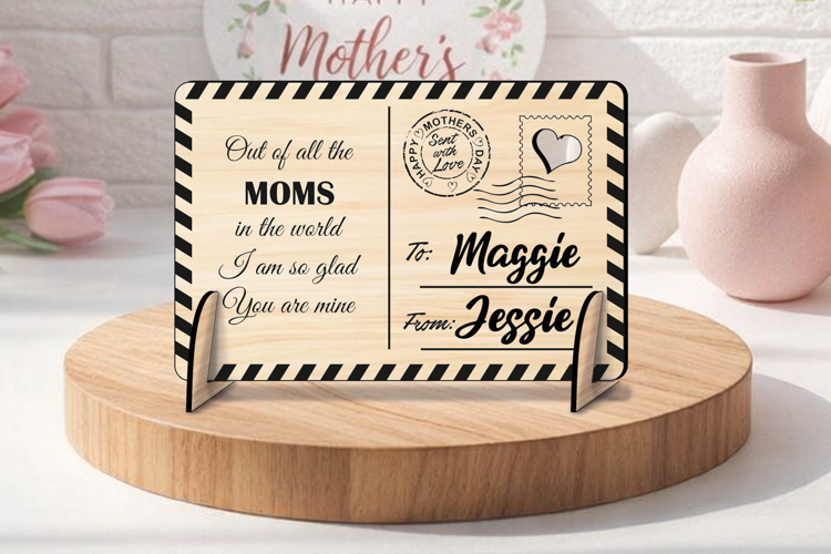 Classic Post Card Happy Mothers Day Gift SVG Laser Grandma