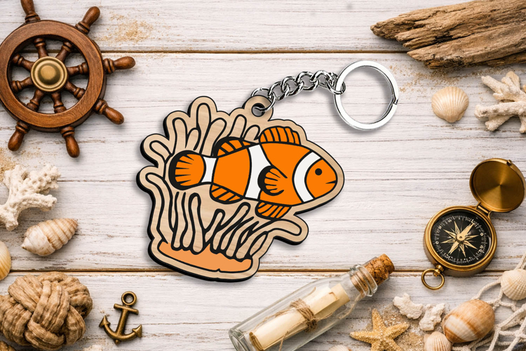 Clownfish Keychain Gift SVG Laser Sea Ocean Maritime Beach