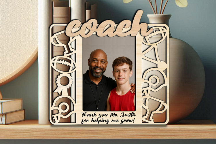 Coach American Football SVG Photo Frame Student School Laser