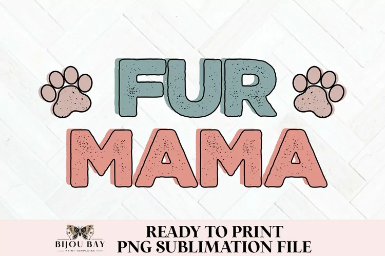 Pastel Retro Distressed Fur Mama PNG File