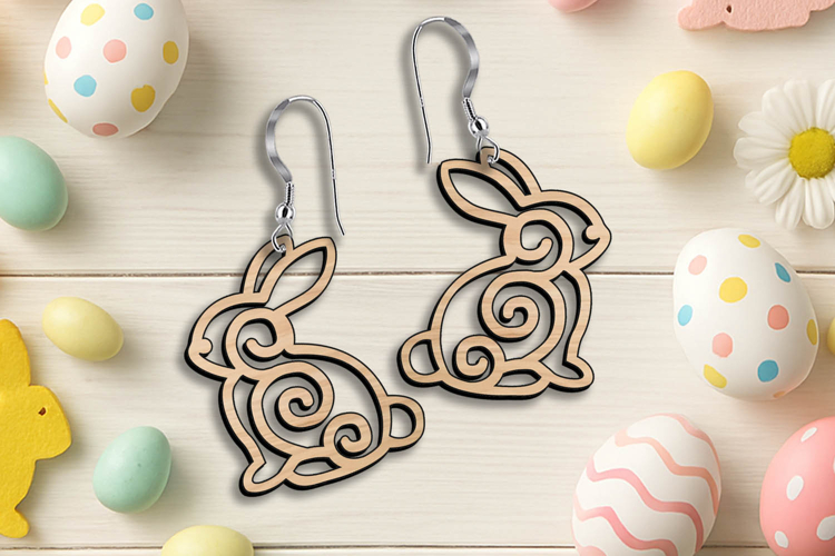 Cute Bunny Easter Earrings Rabbit Accessory Laser SVG Gift