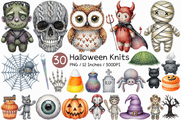 Halloween Knits | Doll spooky Texture Cute pumpkin ghost PNG