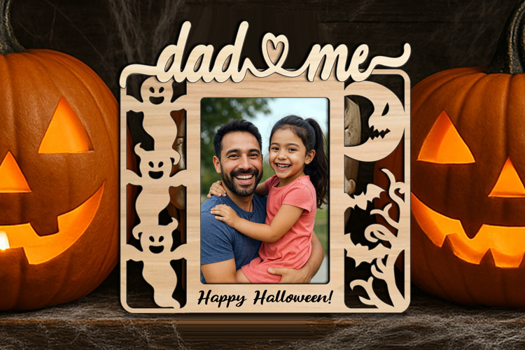 Dad and Me Halloween Photo Frame SVG Laser Gift Child Scary