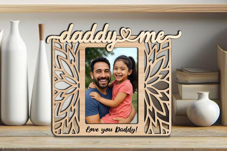 Daddy and Me Flowers Photo Frame SVG Home Present Laser Gift