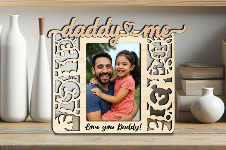 Daddy and Me SVG Animals Photo Frame Kids Laser Giraffe Kids