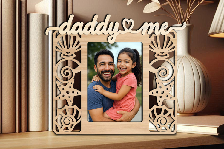 Daddy and Me SVG Seashell Frame Photo Kids Laser Nautical