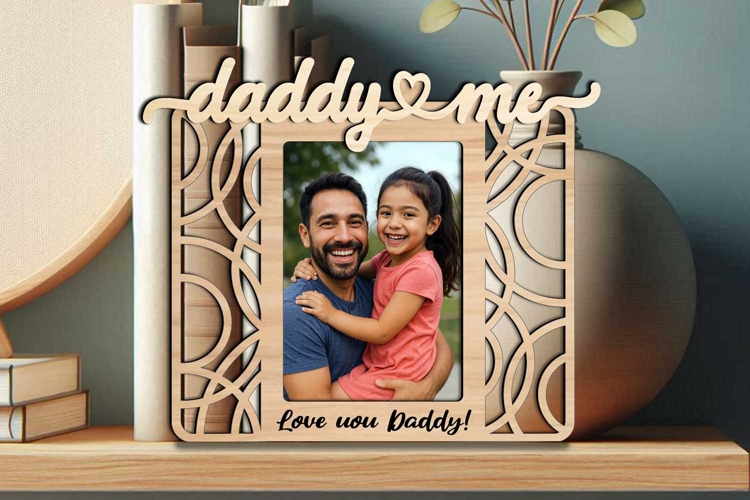 Daddy Me SVG Circle Model Abstract Photo Frame Laser Gift
