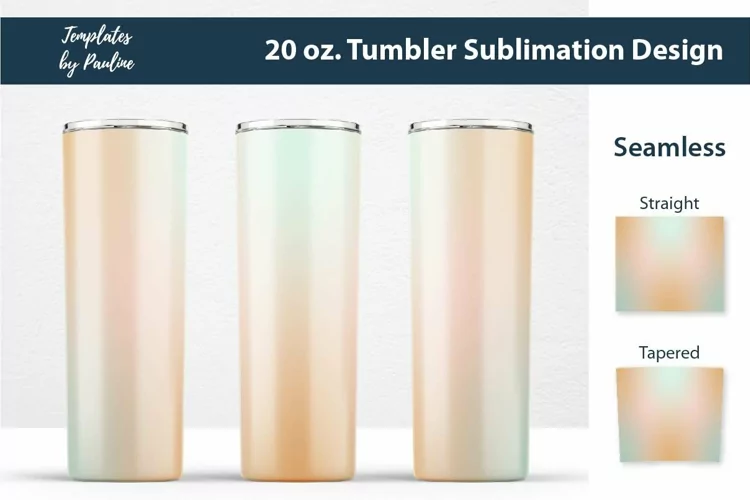 Teal Beige Seamless Sublimation Wrap, 20 oz Skinny Tumbler