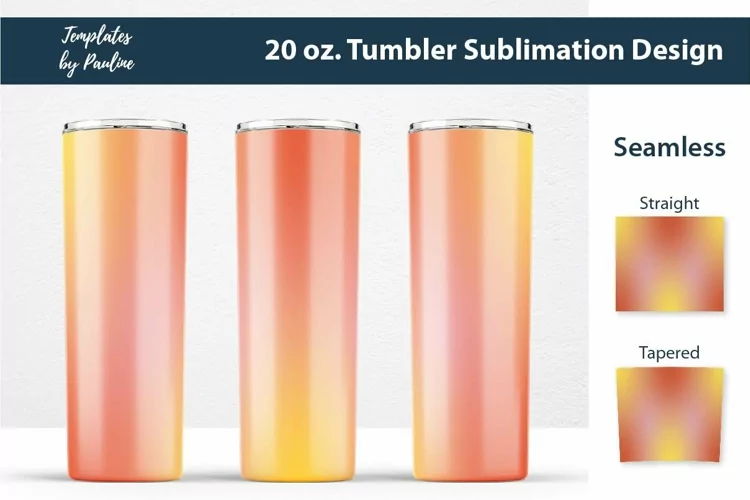 Orange Yellow Seamless Sublimation Wrap, 20 oz Tumbler