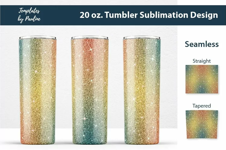 Yellow Green Glitter Seamless 20 oz Tumbler Sublimation Wrap