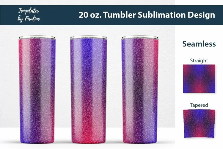 Blue Pink Seamless 20 oz Tumbler Sublimation Wrap