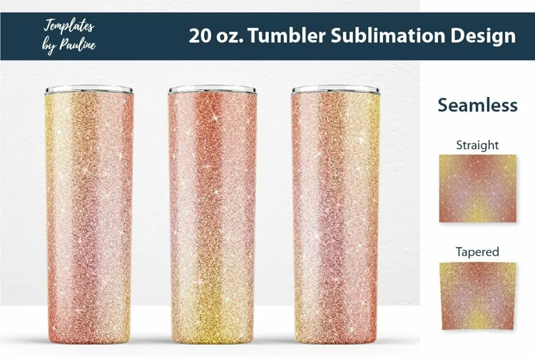 Orange Glitter Seamless Sublimation Wrap, 20 oz. Tumbler