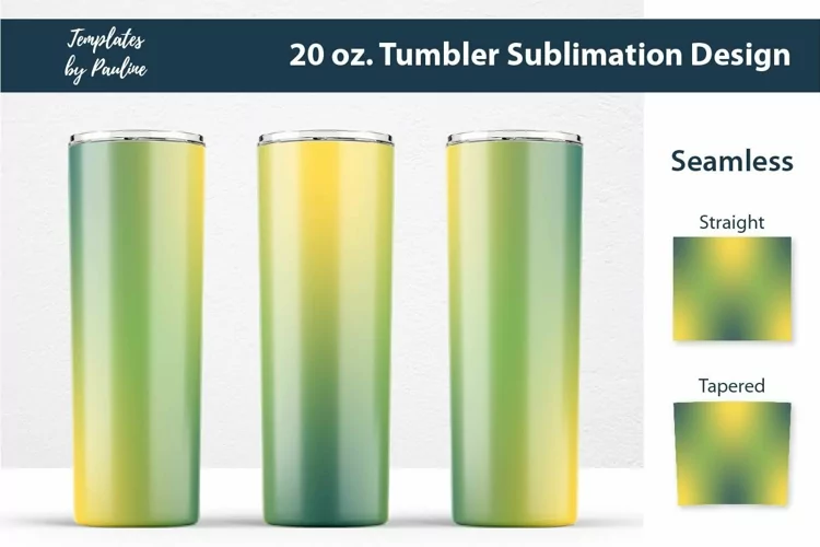 Yellow Green Seamless Sublimation Wrap, 20 oz Skinny Tumbler