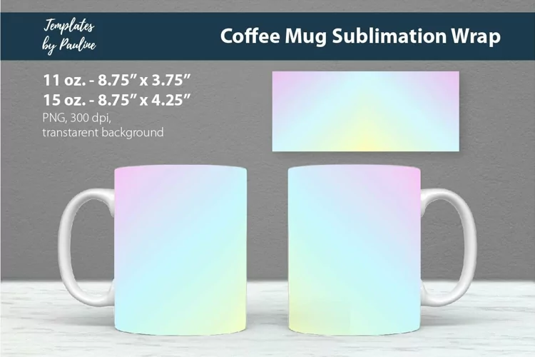 Candy blue coffee mug wrap template, 11 oz Cricut Mug Design