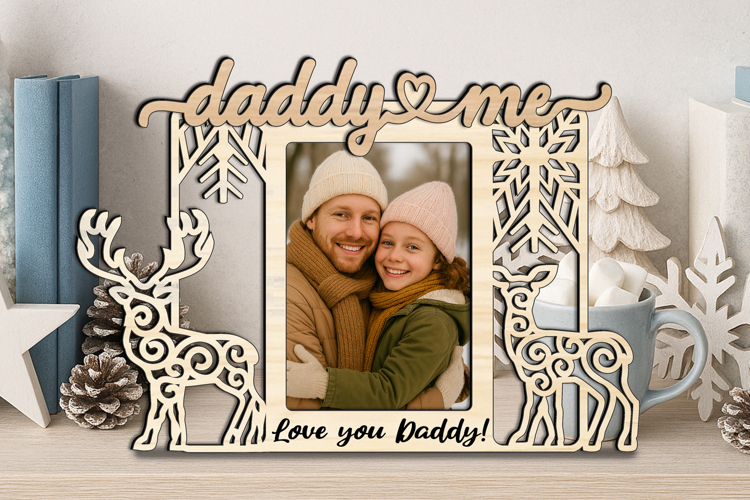 Deer Couple SVG Christmas Daddy Me Photo Frame Gift Winter