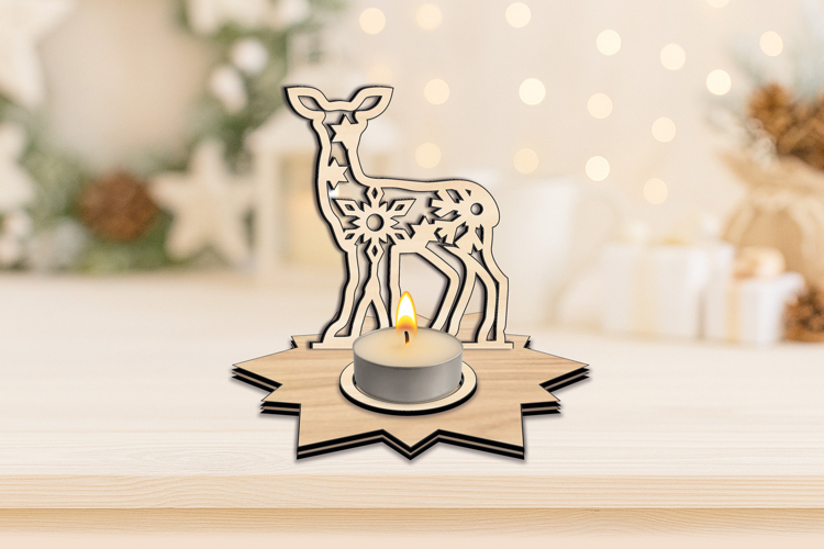 Deer Snowflake Winter Candle Holder SVG Christmas Present