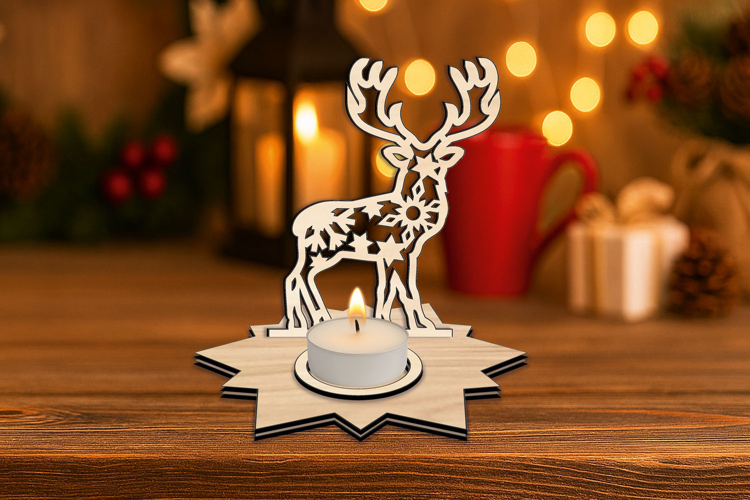 Deer Stag SVG Laser Cut Design Christmas Candle Holder Gift
