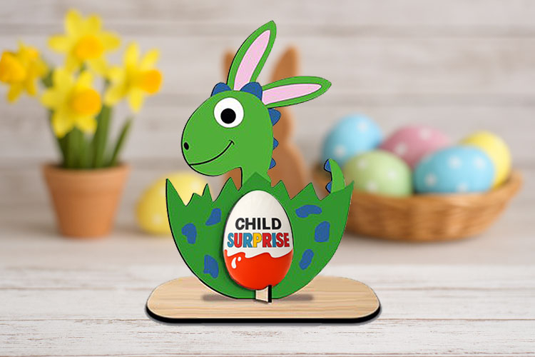 Dino Bunny Ears Easter Chocolate Egg Holder SVG Laser Gift
