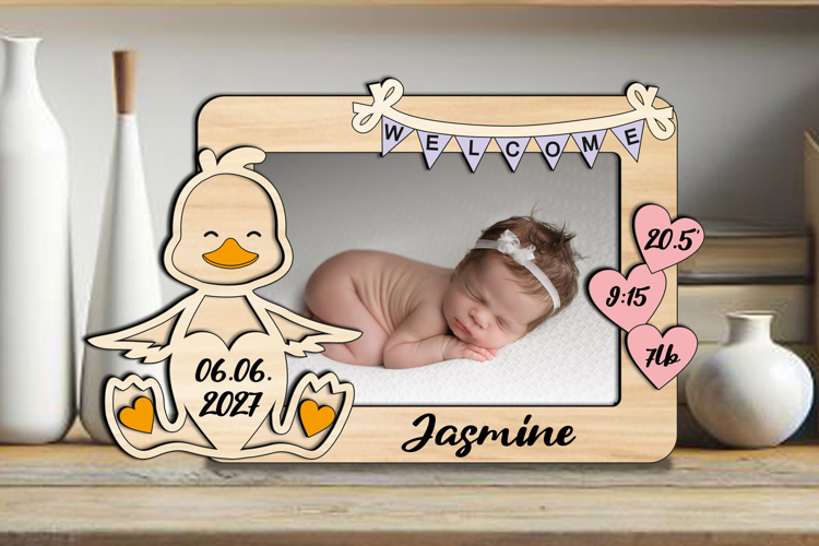 Duck SVG Baby Photo Frame Newborn Laser Home Decor Flags
