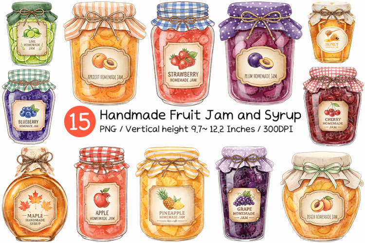 Handmade Fruit Jam & Syrup | Apple Kiwi Lime Honey Maple PNG