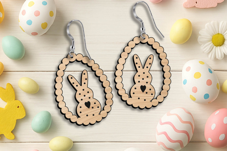 Easter Bunny Earring Laser SVG Gift Present Egg Beads Rabbit