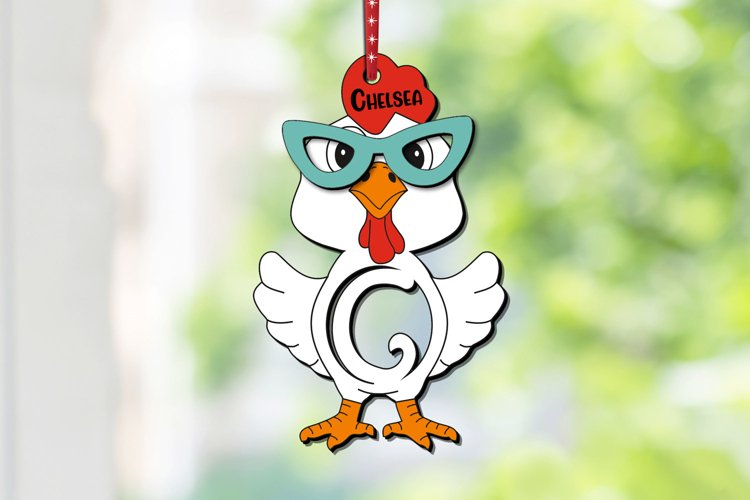 Easter Chicken Letter C Basket Name Tag Holiday Ornament SVG